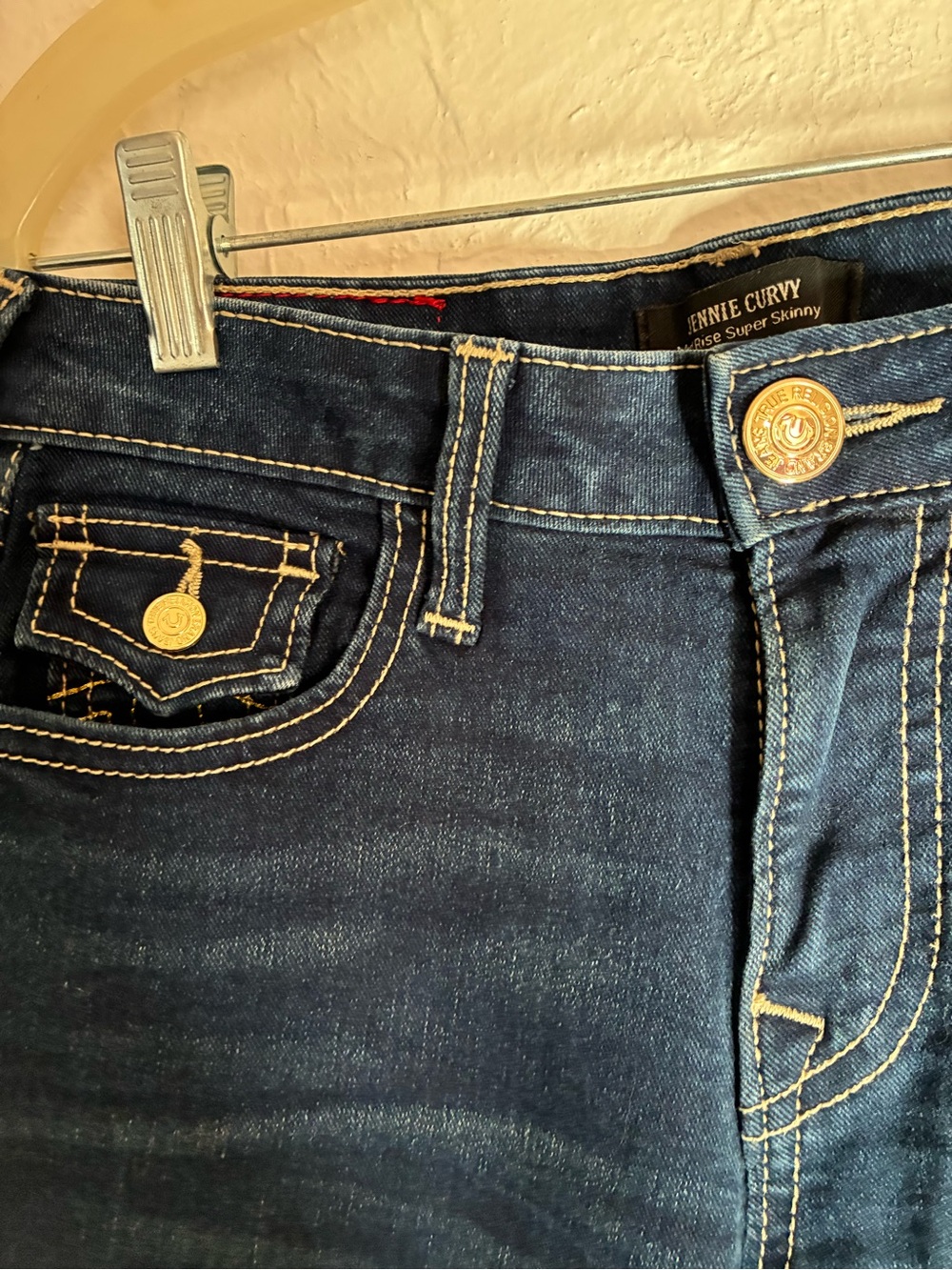 True Religion Dark Indigo Mid-Rise Jennie Curvy Skinny Jeans - Picture 8 of 14